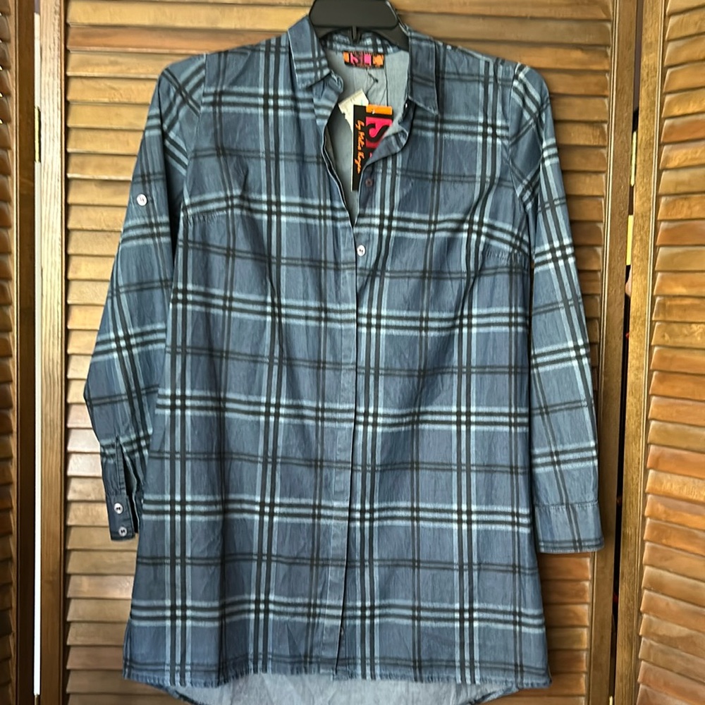Blue Plaid Tunic Dress
